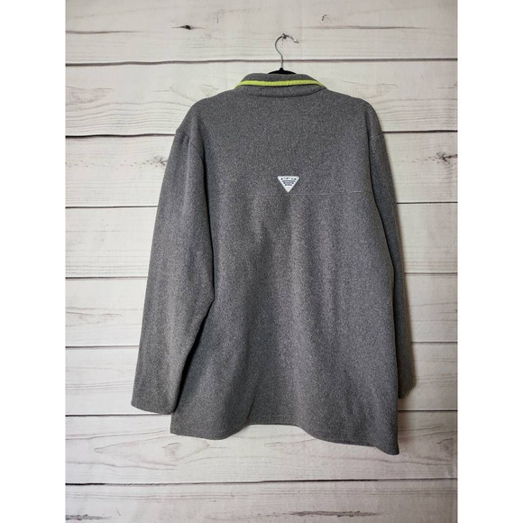 Columbia Mens Pullover Sweater Gray Green Collared‎ 1/4 Snap Long Sleeve L - Picture 2 of 6